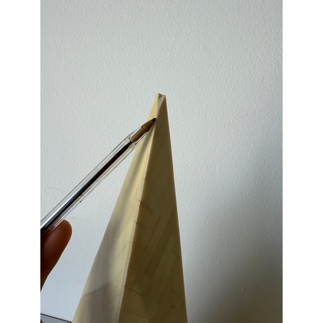 1980s Postmodern Tessellated Bone Pyramid Obelisk Sculptures – A Pair For Sale - Image 10 of 12
