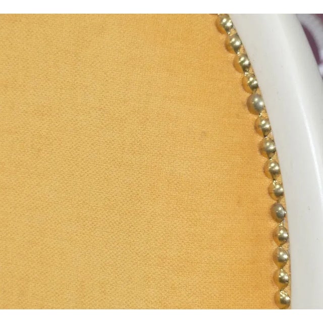 Wood Upholstered Medallion Armchair in Yellow-Cream, 1960s For Sale - Image 7 of 10