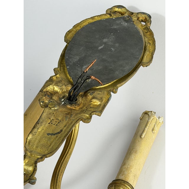 Antique French Gilt Bronze Wall Sconce with Mirror, 1890 For Sale - Image 6 of 7