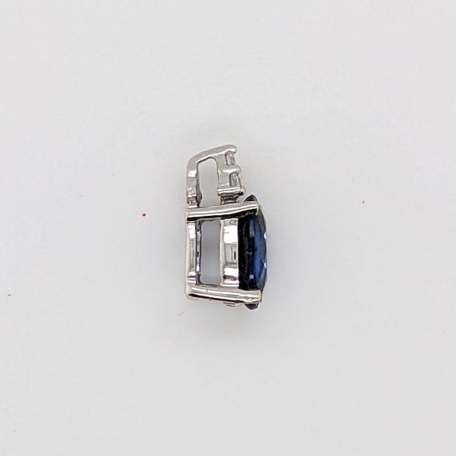 Classic Sapphire Pendant With Earth Mined Diamonds: Solid 14k Gold, Oval 7x5mm For Sale - Image 4 of 5