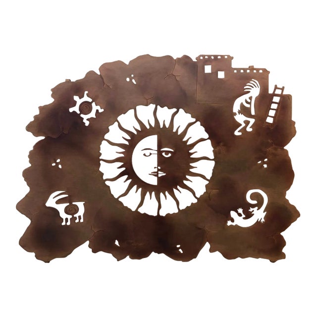 2000s Steel Wall Hanging Southwestern Sculpture With Copper Finish For Sale