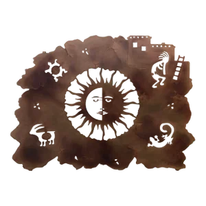 2000s Steel Wall Hanging Southwestern Sculpture With Copper Finish