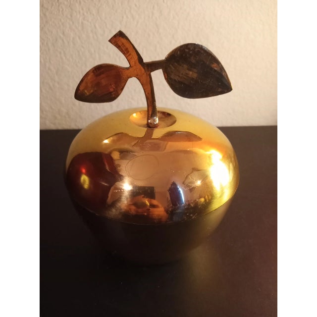 Metal 1980s Solid Brass Apple Canister For Sale - Image 7 of 7