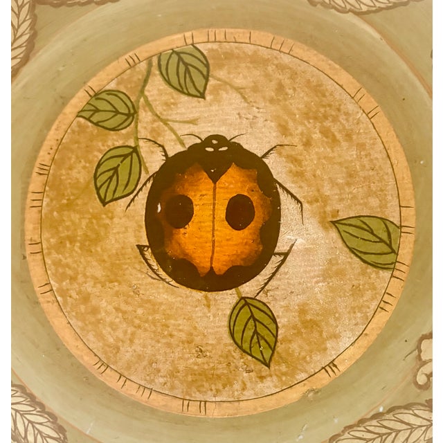 Illustration Hand Painted Fleur De Lis Butterfly and Ladybug Decorative Plates - Set of Two For Sale - Image 3 of 5