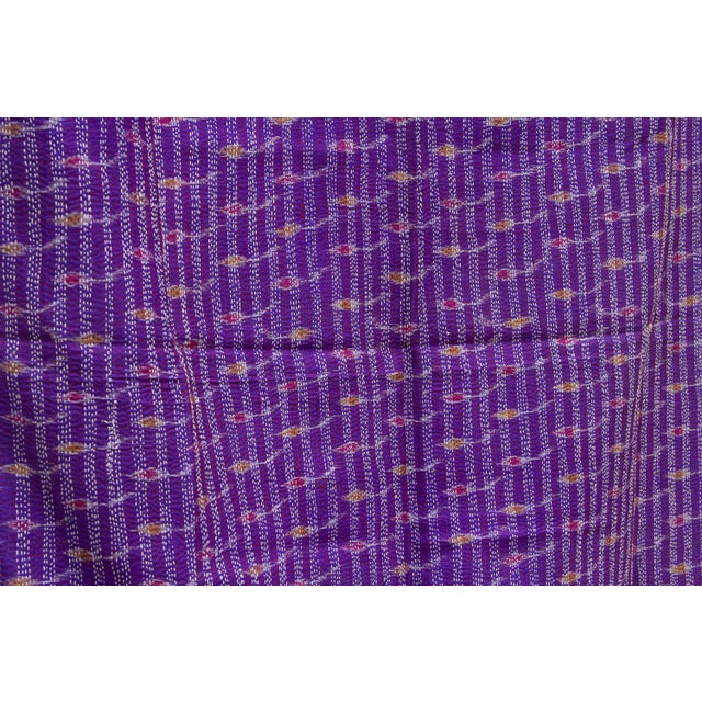 1960s Amethyst Silk Kantha Reversible Throw For Sale - Image 5 of 8