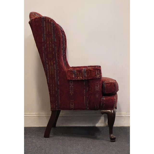 Wood Ethan Allen Red Upholstered Traditional Sussex Wingback Accent Arm Chair 20-7517 For Sale - Image 7 of 12