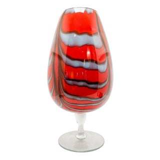 Mid-Century Modern Italian Opaline Glass Pedestal Vase in the style of Carlo Moretti, 1970s For Sale