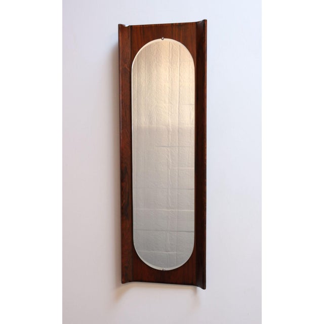 Vintage Italian Modern Rosewood Wall Mirror Designed by Donati for Stil Glass For Sale In New York - Image 6 of 12