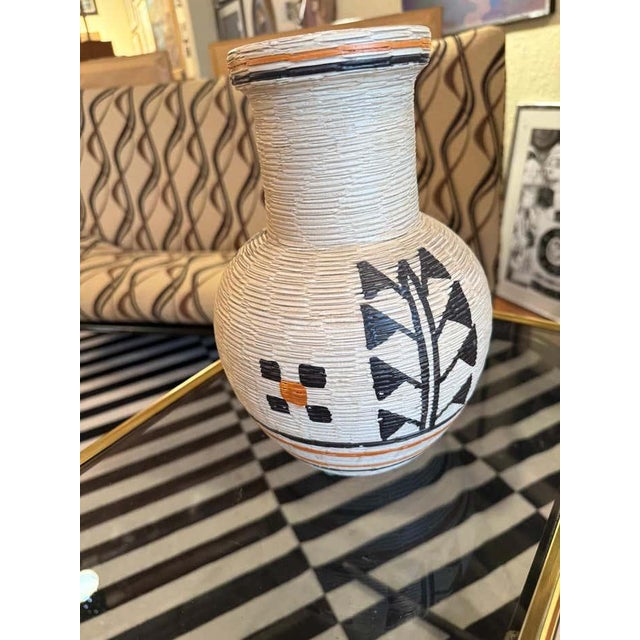 Tribal Hand-Painted Bertel House Ceramic Vase – Made in Italy For Sale - Image 3 of 7