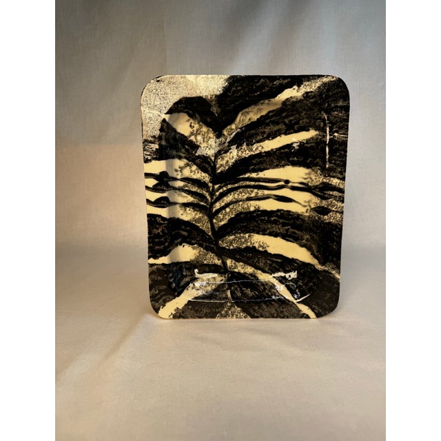 Contemporary Organic Studio Art Pottery Black and White Ceramic Platter Styled After James Tower For Sale - Image 3 of 12
