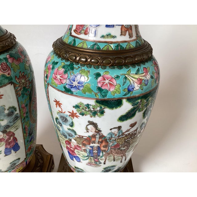 Stunning Early 19th Century Chinese Export Bronze Mounted Lamps - a Pair For Sale - Image 12 of 13