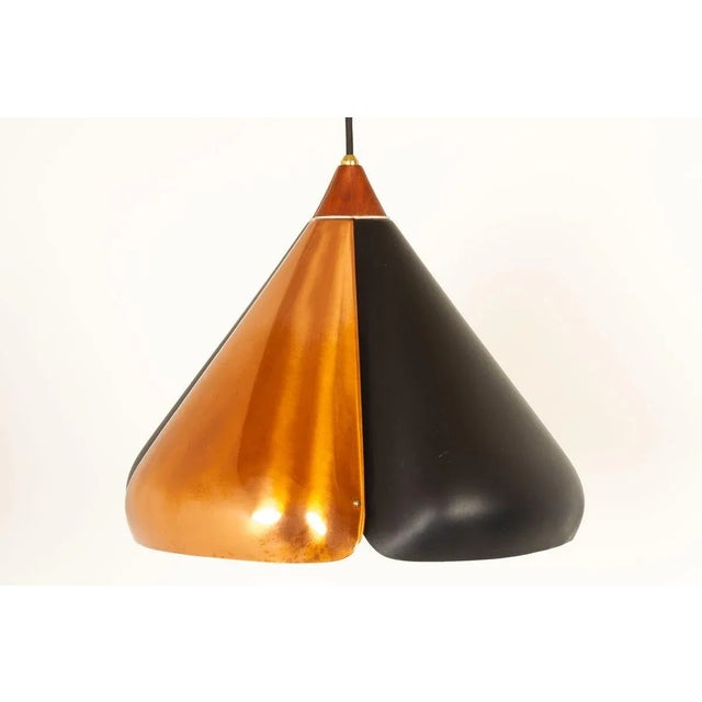 Mid-Century Modern Danish Copper and Black Pendant Lamp, 1960s For Sale - Image 3 of 18