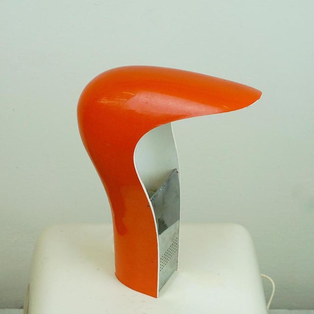 Metal Orange Pelota Table Lamp attributed to Casati and Ponzio, 1970s For Sale - Image 7 of 12