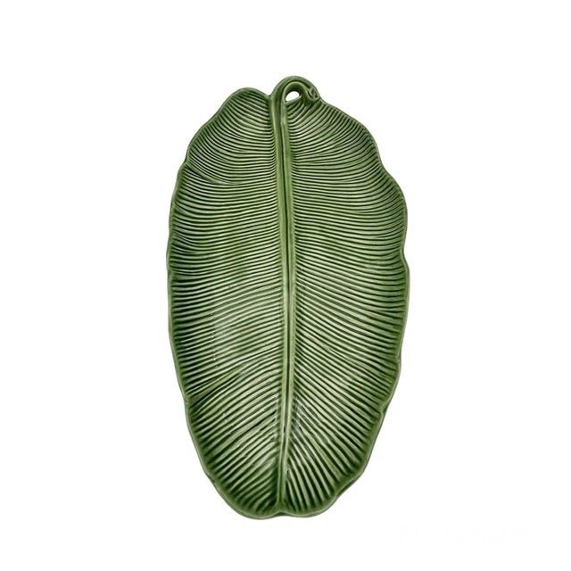 Late 20th Century Bordallo Pinheiro Majorica Green Banana Leaf Large