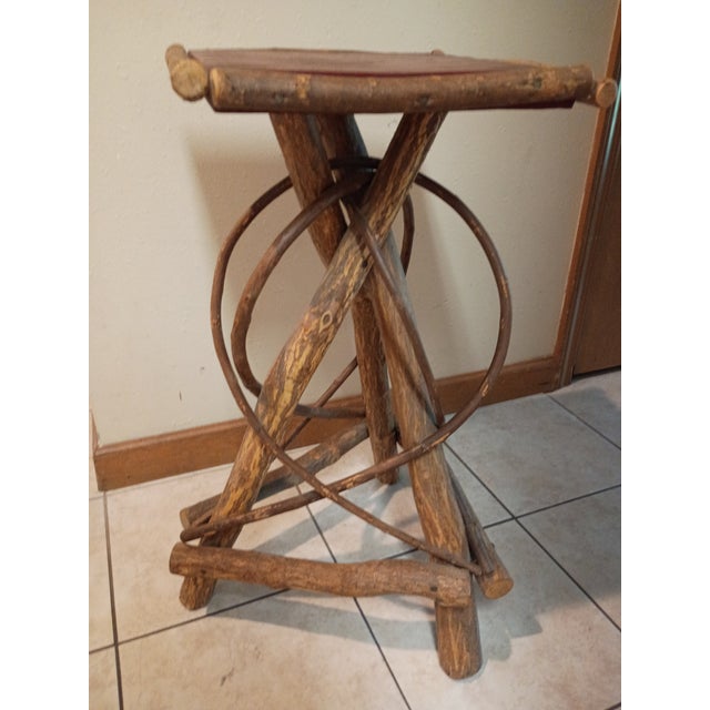 Brown Early 20th Century Folk Art Bent Willow Adirondack Accent Table For Sale - Image 8 of 9