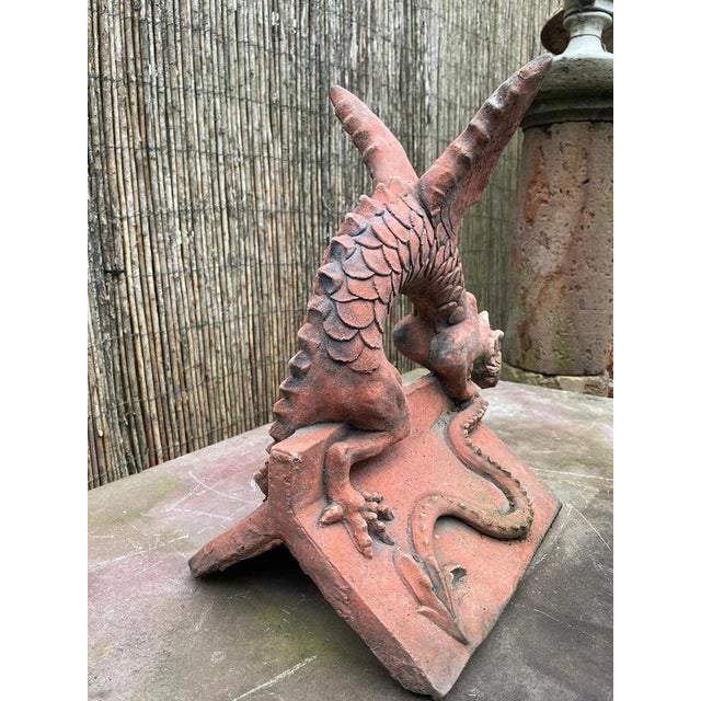 Gothic Dragon Terracotta Stone Roof Ridge Finial Garden Ornament For Sale - Image 3 of 6
