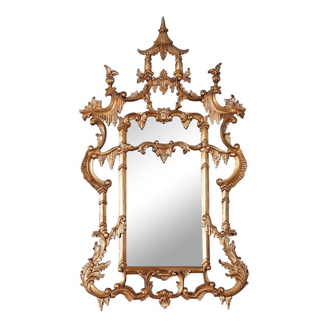 Chinese Chippendale Gold Leaf Mirror For Sale