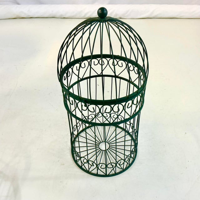 1970s Vintage Boho Chic Hollywood Regency Metal Birdcage Plant Stand For Sale - Image 13 of 13