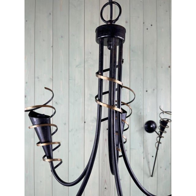 Vintage Chandelier and Wall Lights, 20th Century, Set of 3 For Sale - Image 3 of 7