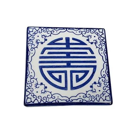 Chinese Contemporary Asian Blue and White Ceramic Coaster For Sale - Image 3 of 3