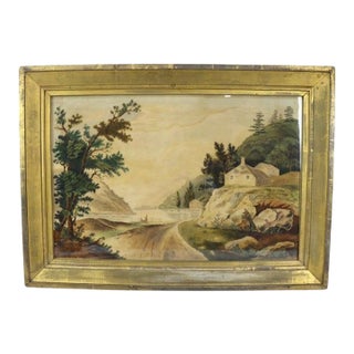 Antique Watercolor on Paper Landscape 19thC For Sale