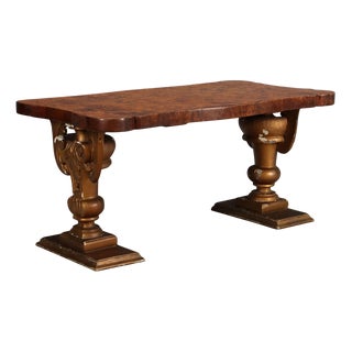Antique Carved Walnut Burl Coffee Table, 20th Century For Sale