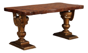 Antique Carved Walnut Burl Coffee Table, 20th Century