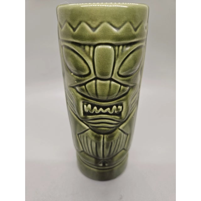 Green Glazed Ceramic Hawaiian Tiki Mug DW113 Two Sided Vintage China