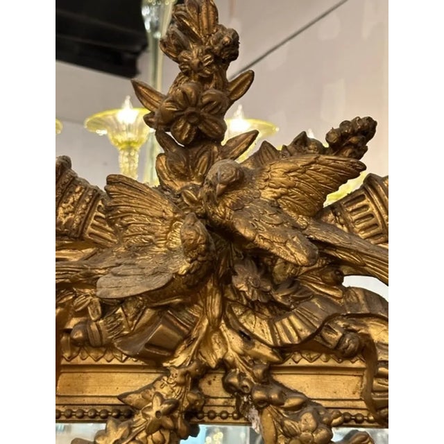 Wood Large Scale 19th Century Louis XVI Carved and Giltwood Floor Mirror For Sale - Image 7 of 8