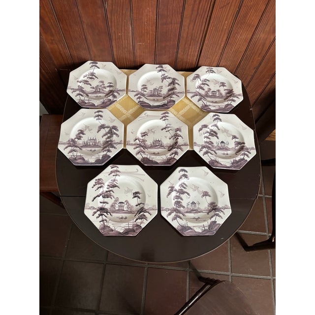 Isis Salad, Dessert or Appetizer Plates, 8” Hand Painted Ceramic - Set of 8 For Sale - Image 12 of 12