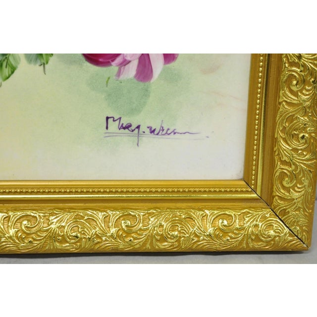 Pink Late 20th Century Mary Wilson French Hand Painted Porcelain Plaque Pink Rose Flower Painting (A) For Sale - Image 8 of 17