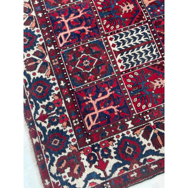 1950's Vintage Persian Bakhtiari "Garden Design" Aka "4 Seasons" Rug 7 X 10.2 For Sale - Image 11 of 12