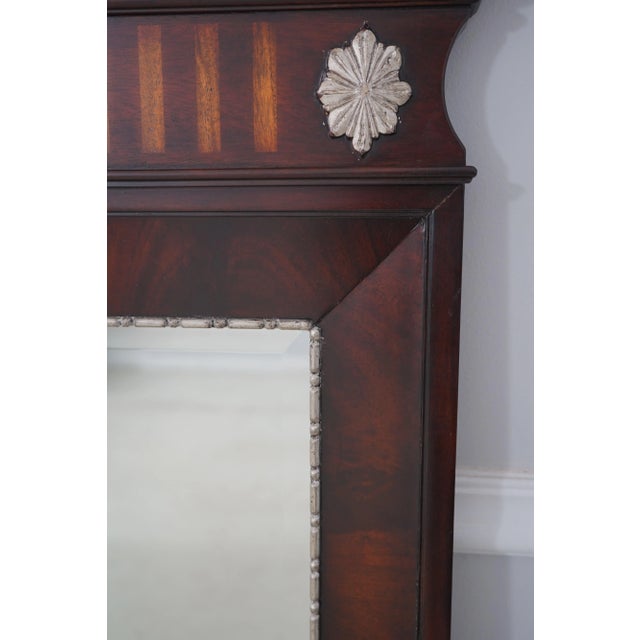 Brown Ethan Allen Regency Style 6 Inlaid Mahogany Beveled Mirror For Sale - Image 8 of 12