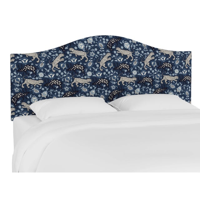 Kenmore Headboard in Blue Leopard, Queen For Sale