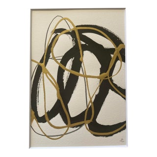 Abstract in Gold and Black - Original Painting by Stephanie Cate For Sale