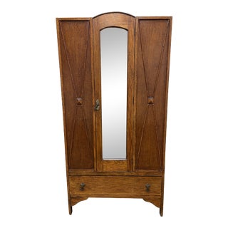 Early 20th Century Wood Clothing Storage Armoire For Sale