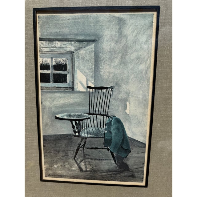 Early 1960s vintage print of classic Andrew Wyeth work “Early October” in a period appropriate wooden frame.