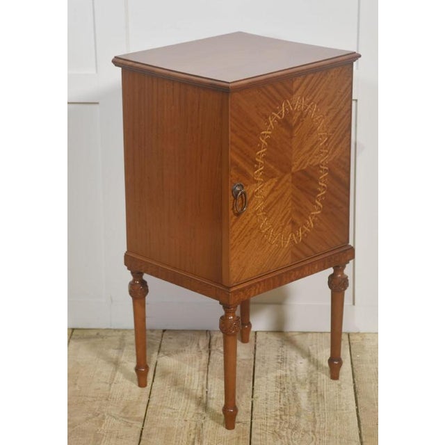 Wood Satinwood Inlaid Bedside Cabinet, 1890s For Sale - Image 7 of 8