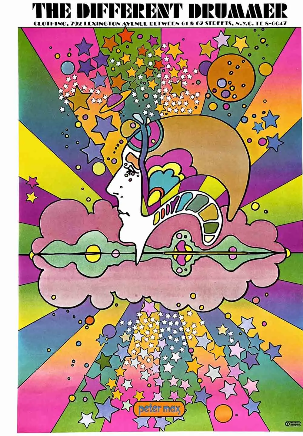 Peter Max Pop Art Poster 2 the Different Drummer1970 | Chairish