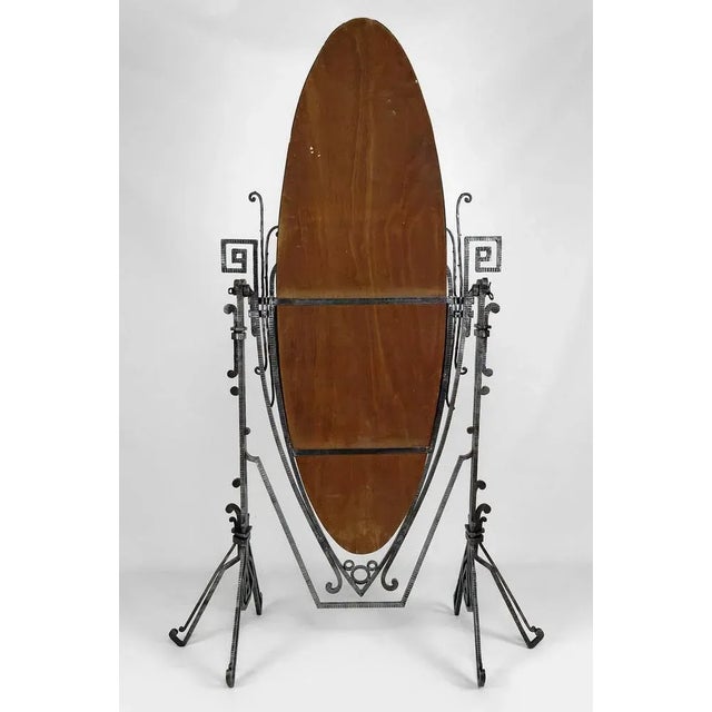 Vintage Art Deco Floor Mirror in Wrought Iron by Edgar-William Brandt, 1920 For Sale - Image 4 of 13