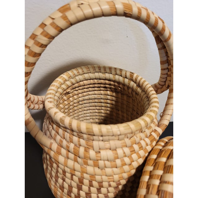 1990s 1990s Sweetgrass Hand Woven Basket With Lid For Sale - Image 5 of 11
