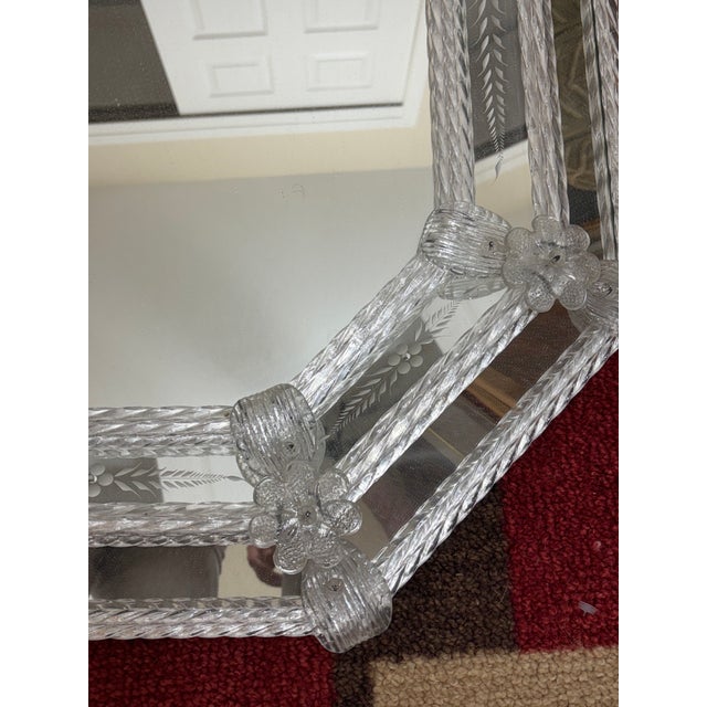 Vintage Venetian Murano Style Octagonal Glass Mirror For Sale - Image 9 of 12