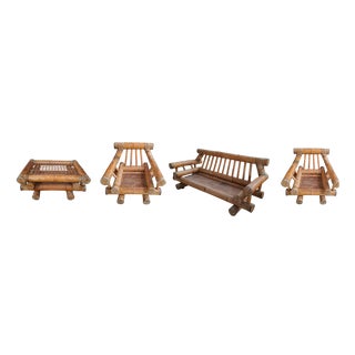 Vintage Bamboo Living Room Set, Italy, 1970s, Set of 4 For Sale
