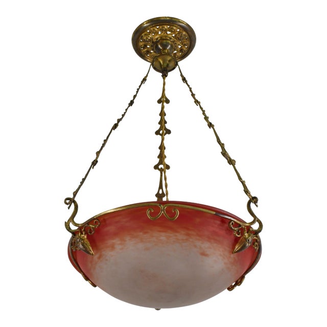 French Art Deco Pendant Light by Charles Schneider - 1925 Chandelier France For Sale