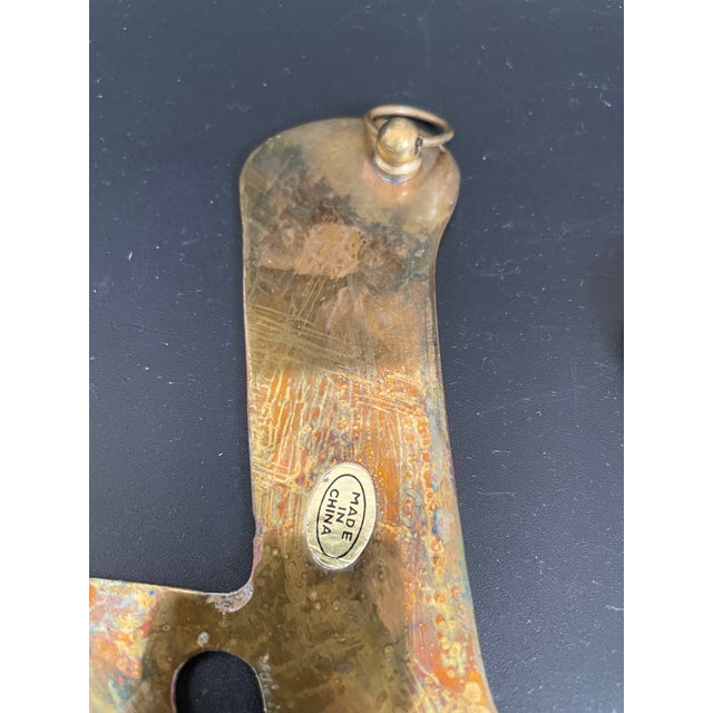 Metal Vintage Brass Wall Hanging Trivet of Chinese Character for Autumn For Sale - Image 7 of 8