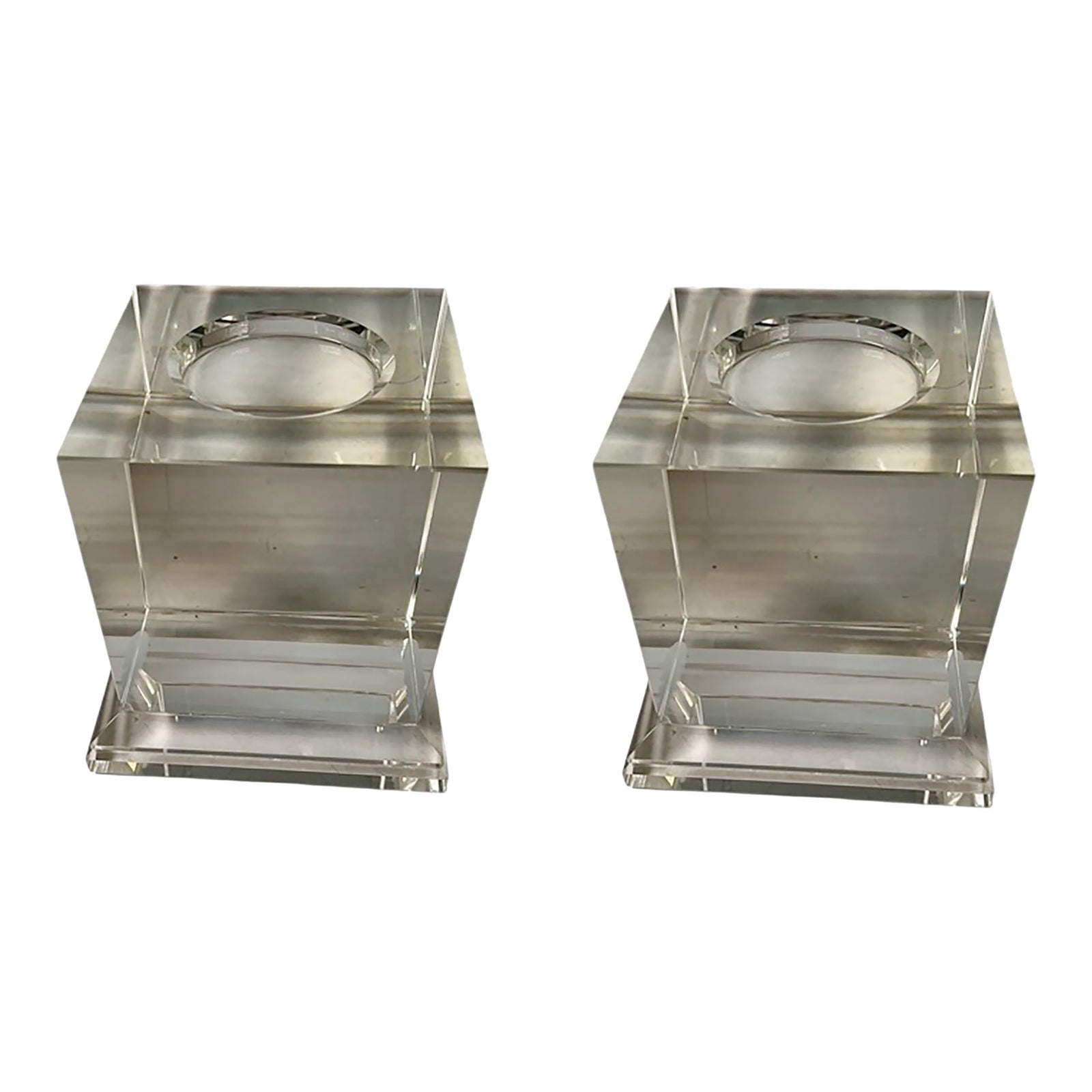 Large 1980s Crystal Stands for Objects of Art - A Pair | Chairish