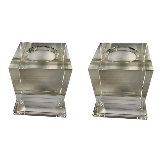 Large 1980s Crystal Stands for Objects of Art - A Pair For Sale