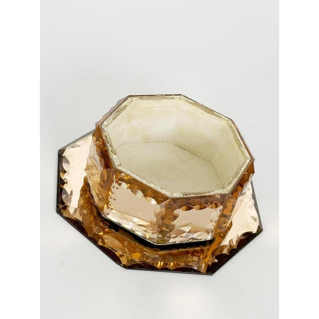 Art Deco Pink-Tinted Glass Box with Saucer, France, 1940s For Sale - Image 9 of 12
