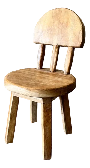 Small Children's Chair in Natural Blond Teak with Three-Bar Back