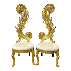 1990s Italian Baroque White Chair – High Back & Gold Leaf Details